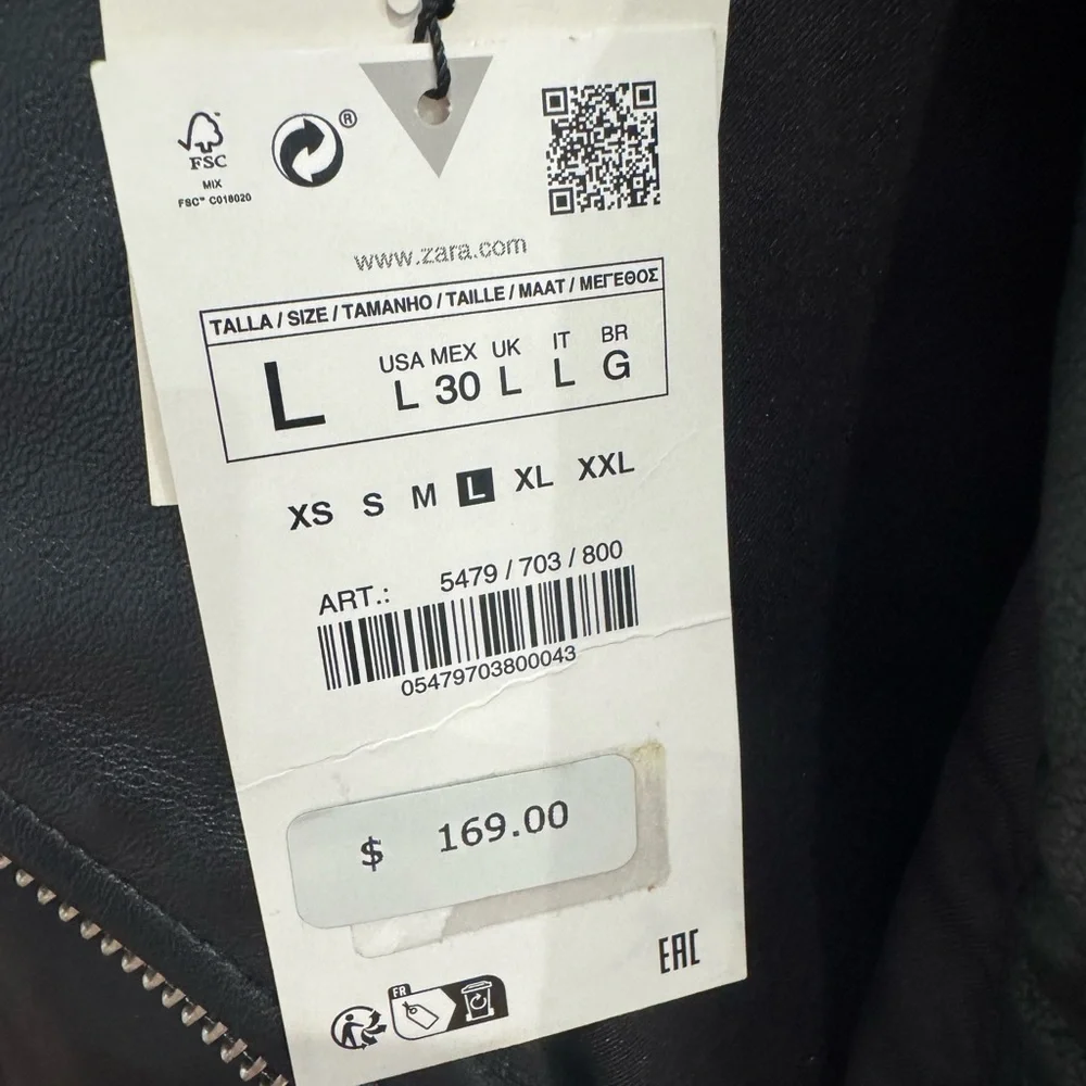 Zara Black Leather Moto Jacket - Picture 2 of 2